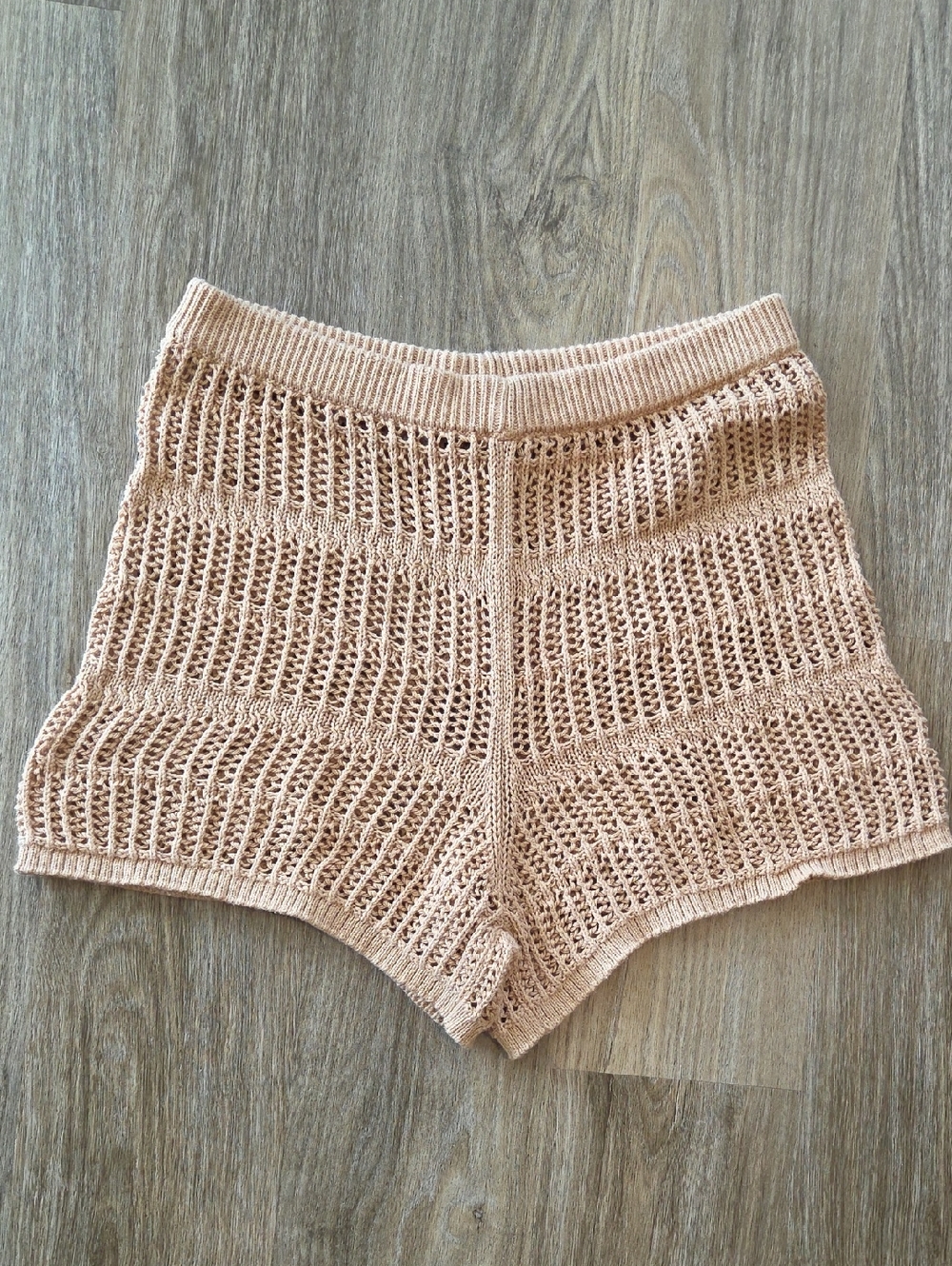 aerie Crochet Knit Swim Coverup Shorts in Beige
